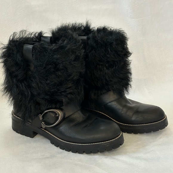 COACH Leighton Shearling Moto Boots - Picture 1 of 8